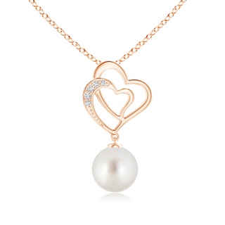 9mm AAA South Sea Pearl Entwined Heart Pendant in 9K Rose Gold