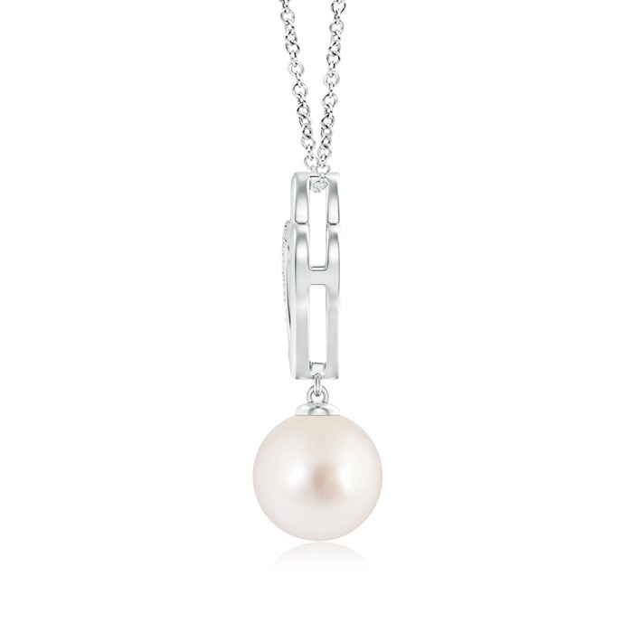 9mm AAAA South Sea Pearl Entwined Heart Pendant in White Gold product image