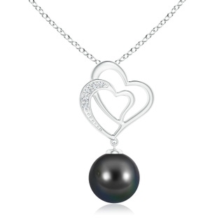 10mm AA Tahitian Pearl Entwined Heart Pendant in S999 Silver