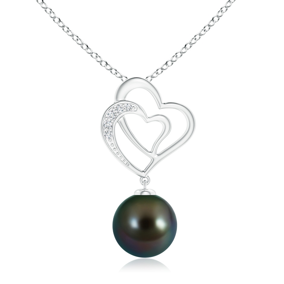 10mm AAAA Tahitian Pearl Entwined Heart Pendant in S999 Silver 