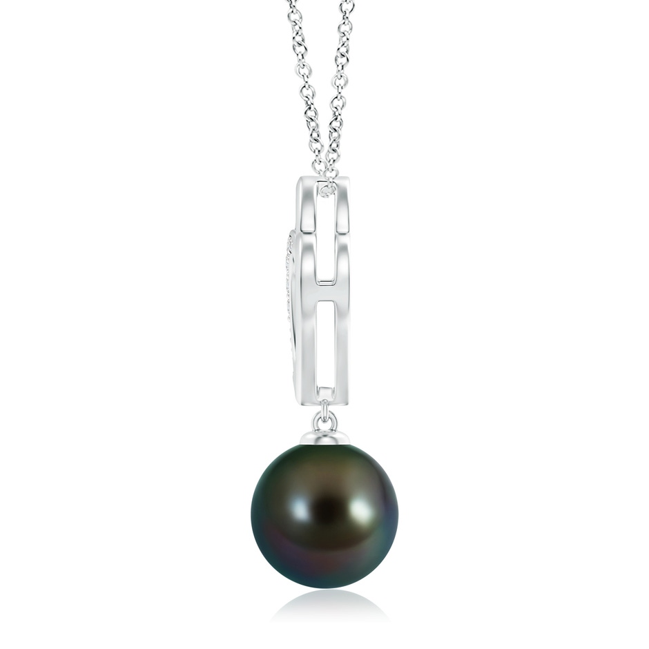 10mm AAAA Tahitian Pearl Entwined Heart Pendant in S999 Silver product image