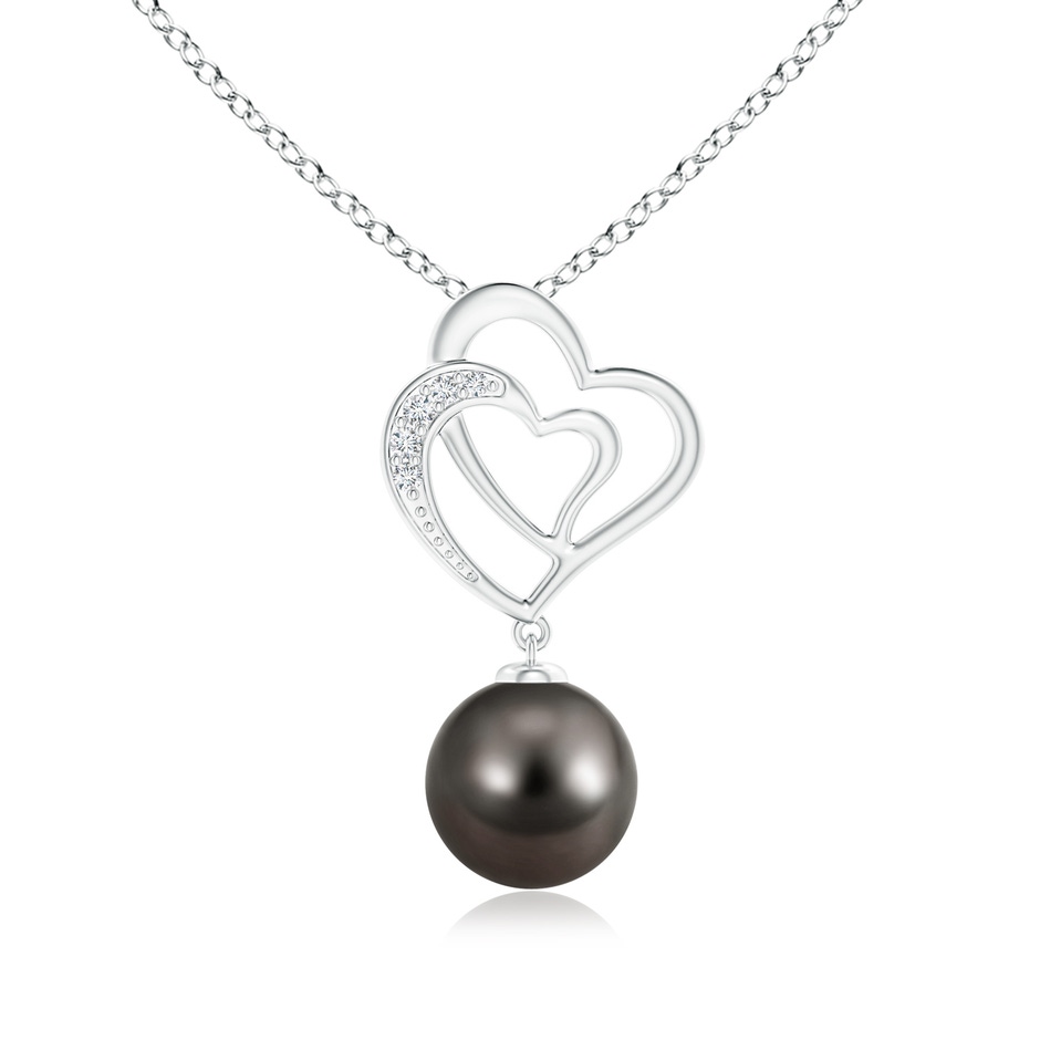 9mm AAA Tahitian Pearl Entwined Heart Pendant in S999 Silver 