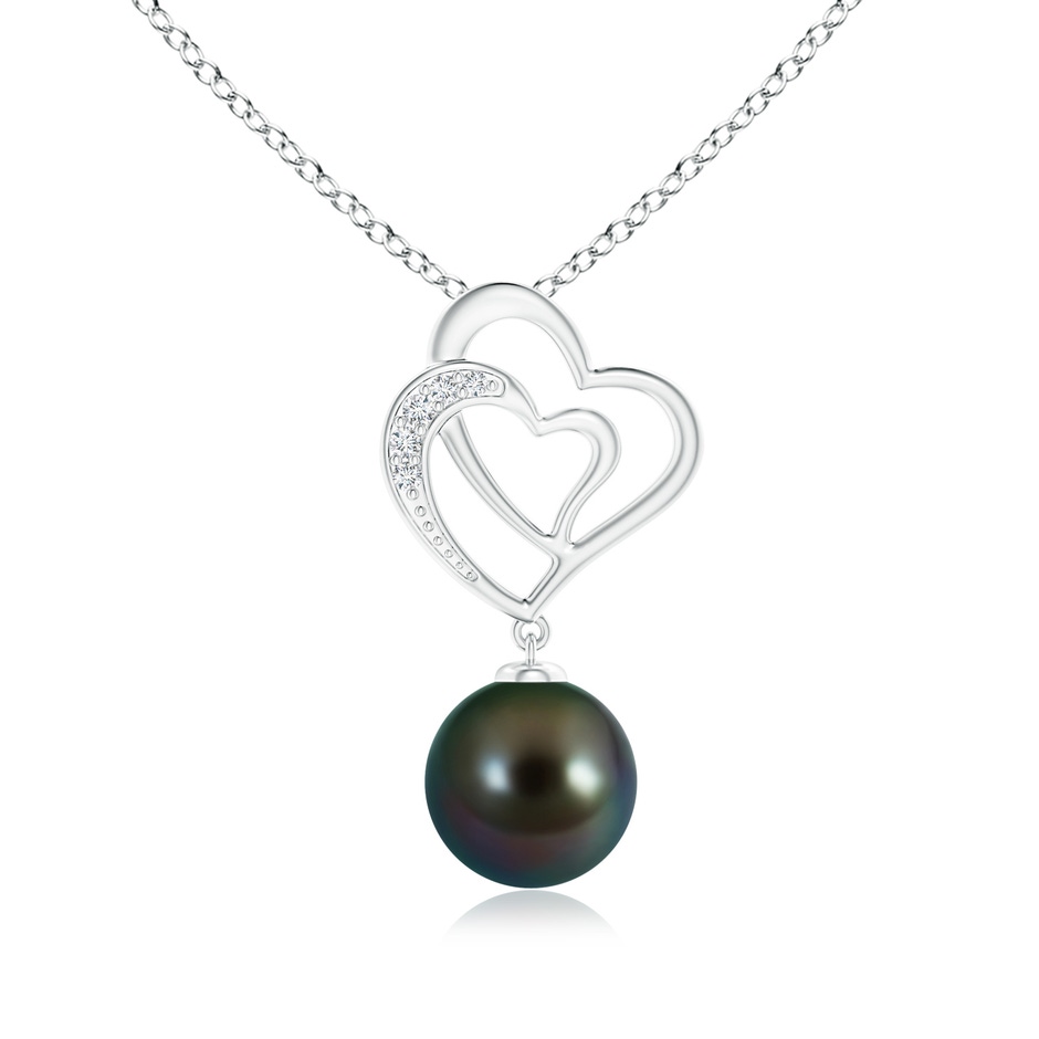 9mm AAAA Tahitian Pearl Entwined Heart Pendant in S999 Silver 