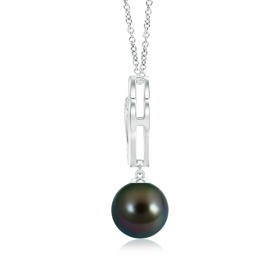 9mm AAAA Tahitian Pearl Entwined Heart Pendant in S999 Silver product image