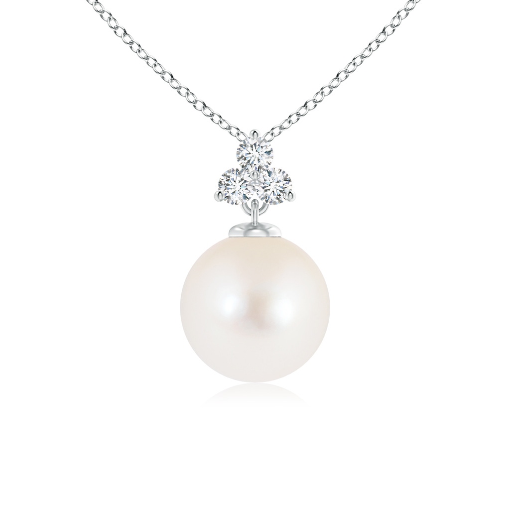 8mm AAA Freshwater Cultured Pearl Pendant with Trio Diamonds in White Gold
