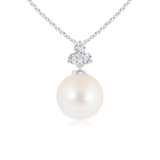 8mm AAA Freshwater Cultured Pearl Pendant with Trio Diamonds in White Gold
