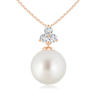 10mm AAA South Sea Pearl Pendant with Trio Diamonds in Rose Gold