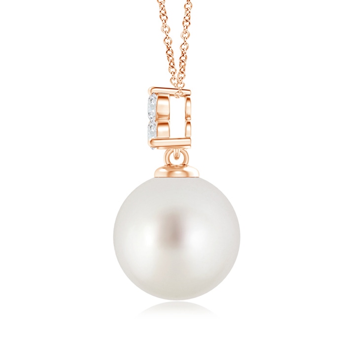 10mm AAA South Sea Pearl Pendant with Trio Diamonds in Rose Gold Product Image