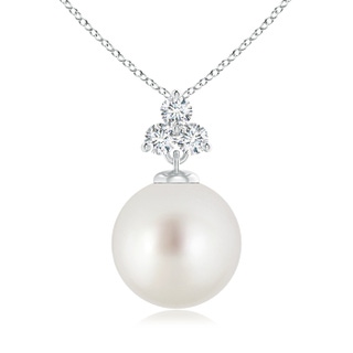 10mm AAA South Sea Pearl Pendant with Trio Diamonds in White Gold