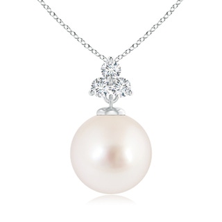 10mm AAAA South Sea Pearl Pendant with Trio Diamonds in 9K White Gold