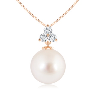 10mm AAAA South Sea Pearl Pendant with Trio Diamonds in Rose Gold