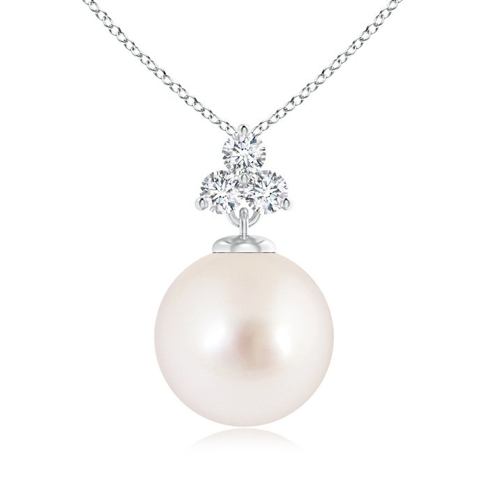 10mm AAAA South Sea Pearl Pendant with Trio Diamonds in White Gold 