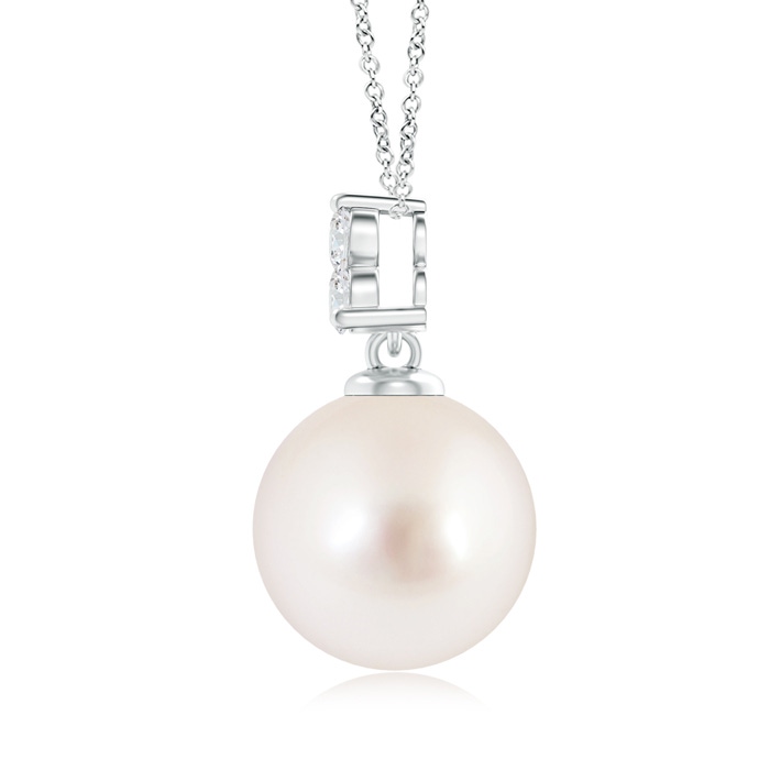 10mm AAAA South Sea Pearl Pendant with Trio Diamonds in White Gold Product Image