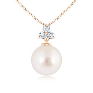 9mm AAAA South Sea Pearl Pendant with Trio Diamonds in 9K Rose Gold