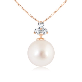 9mm AAAA South Sea Pearl Pendant with Trio Diamonds in Rose Gold