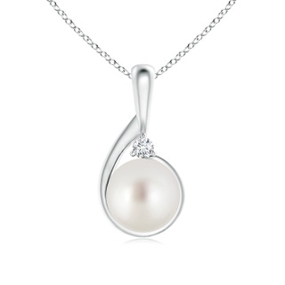 10mm AAA South Sea Pearl Loop Pendant with Diamond in S999 Silver