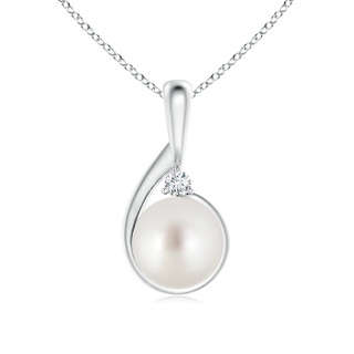10mm AAA South Sea Pearl Loop Pendant with Diamond in White Gold