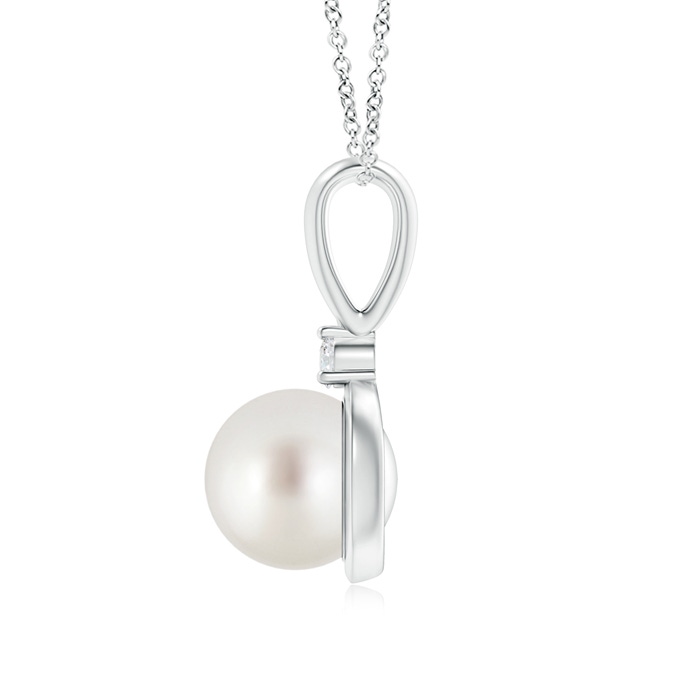 10mm AAA South Sea Pearl Loop Pendant with Diamond in White Gold product image