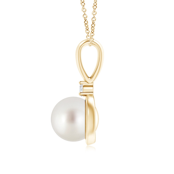 10mm AAA South Sea Pearl Loop Pendant with Diamond in Yellow Gold product image