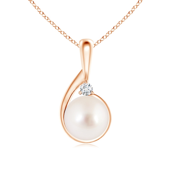 10mm AAAA South Sea Pearl Loop Pendant with Diamond in Rose Gold