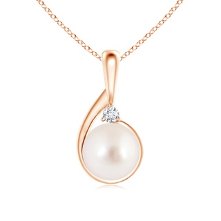 10mm AAAA South Sea Pearl Loop Pendant with Diamond in Rose Gold
