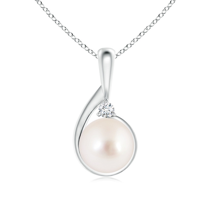 10mm AAAA South Sea Pearl Loop Pendant with Diamond in S999 Silver