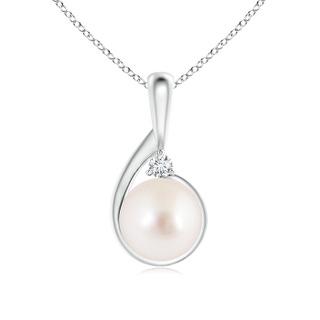 10mm AAAA South Sea Pearl Loop Pendant with Diamond in S999 Silver