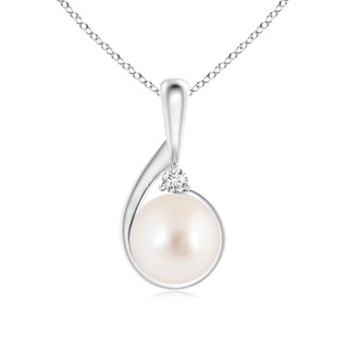10mm AAAA South Sea Pearl Loop Pendant with Diamond in White Gold