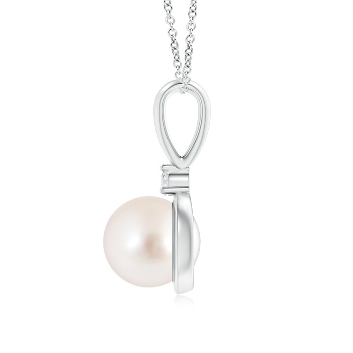 10mm AAAA South Sea Pearl Loop Pendant with Diamond in White Gold Product Image