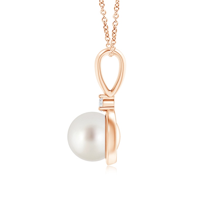 9mm AAA South Sea Pearl Loop Pendant with Diamond in Rose Gold product image