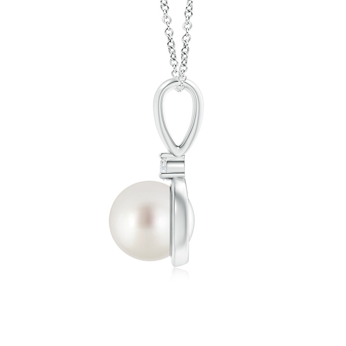 9mm AAA South Sea Pearl Loop Pendant with Diamond in S999 Silver product image