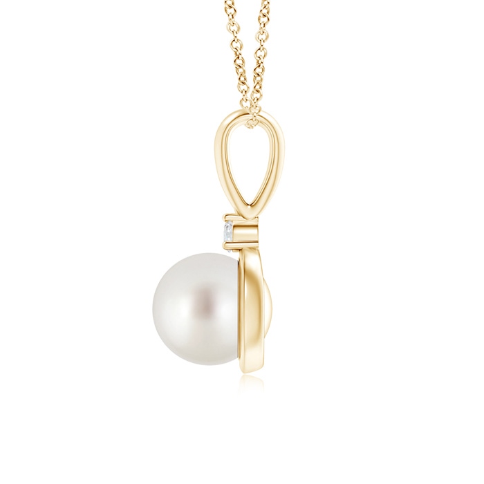 9mm AAA South Sea Pearl Loop Pendant with Diamond in Yellow Gold product image