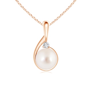 9mm AAAA South Sea Pearl Loop Pendant with Diamond in 9K Rose Gold