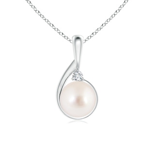 9mm AAAA South Sea Pearl Loop Pendant with Diamond in S999 Silver