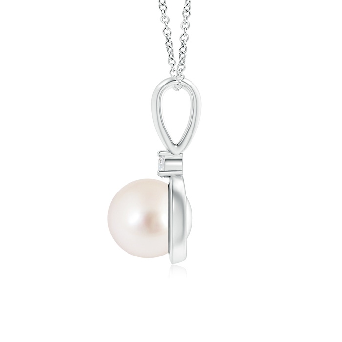 9mm AAAA South Sea Pearl Loop Pendant with Diamond in S999 Silver product image
