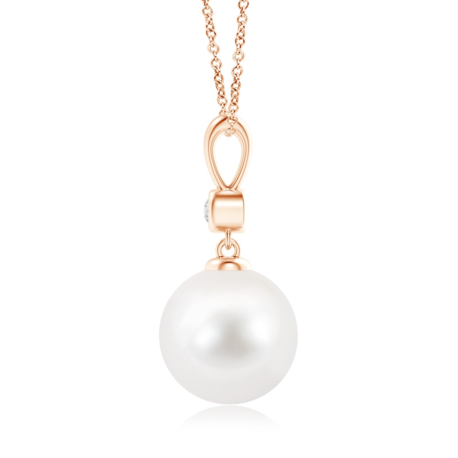 10mm AA Classic Freshwater Pearl Drop Pendant with Diamond in Rose Gold product image