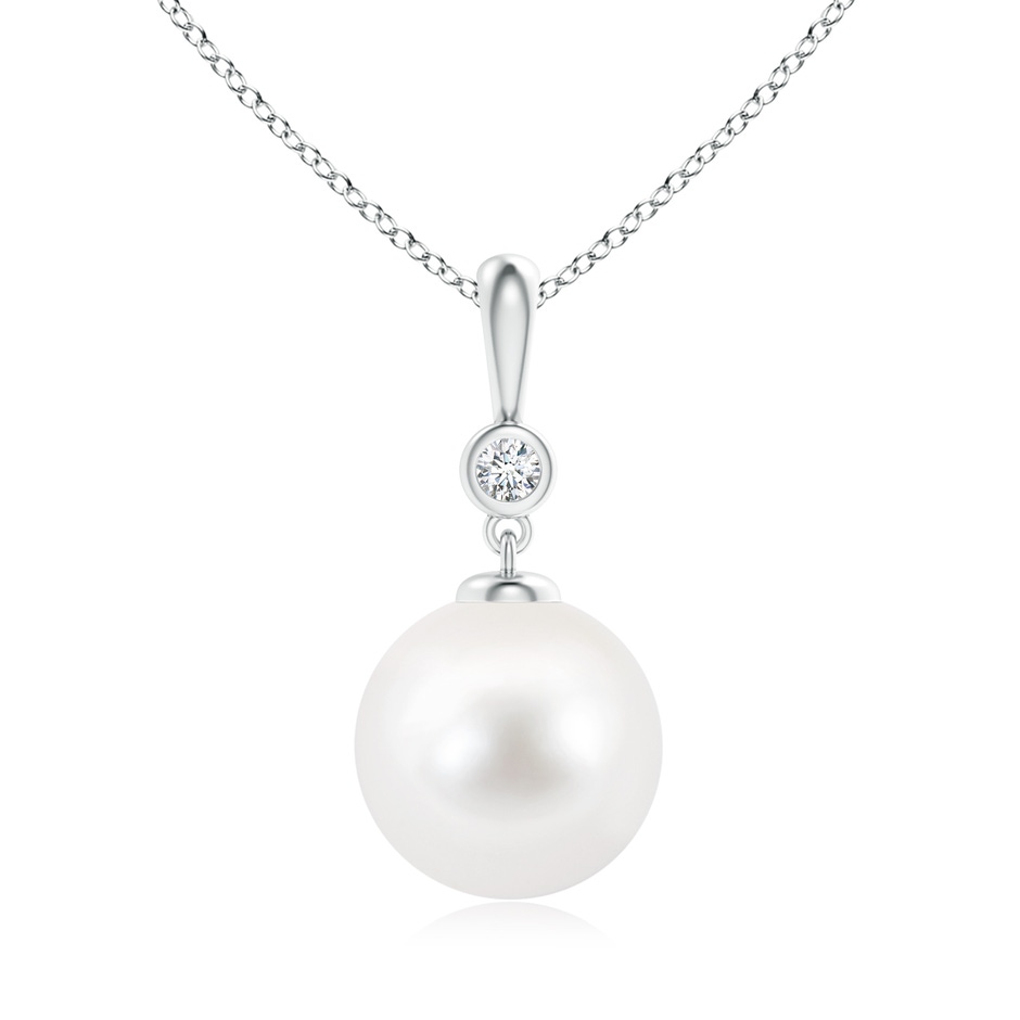 10mm AA Classic Freshwater Pearl Drop Pendant with Diamond in S999 Silver 