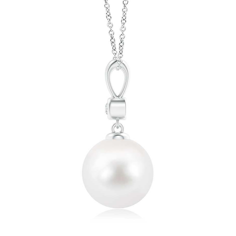 10mm AA Classic Freshwater Pearl Drop Pendant with Diamond in S999 Silver product image