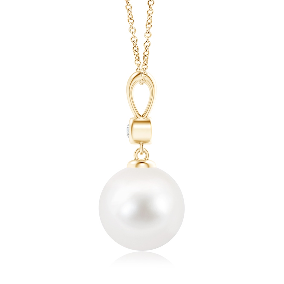 10mm AA Classic Freshwater Pearl Drop Pendant with Diamond in Yellow Gold product image