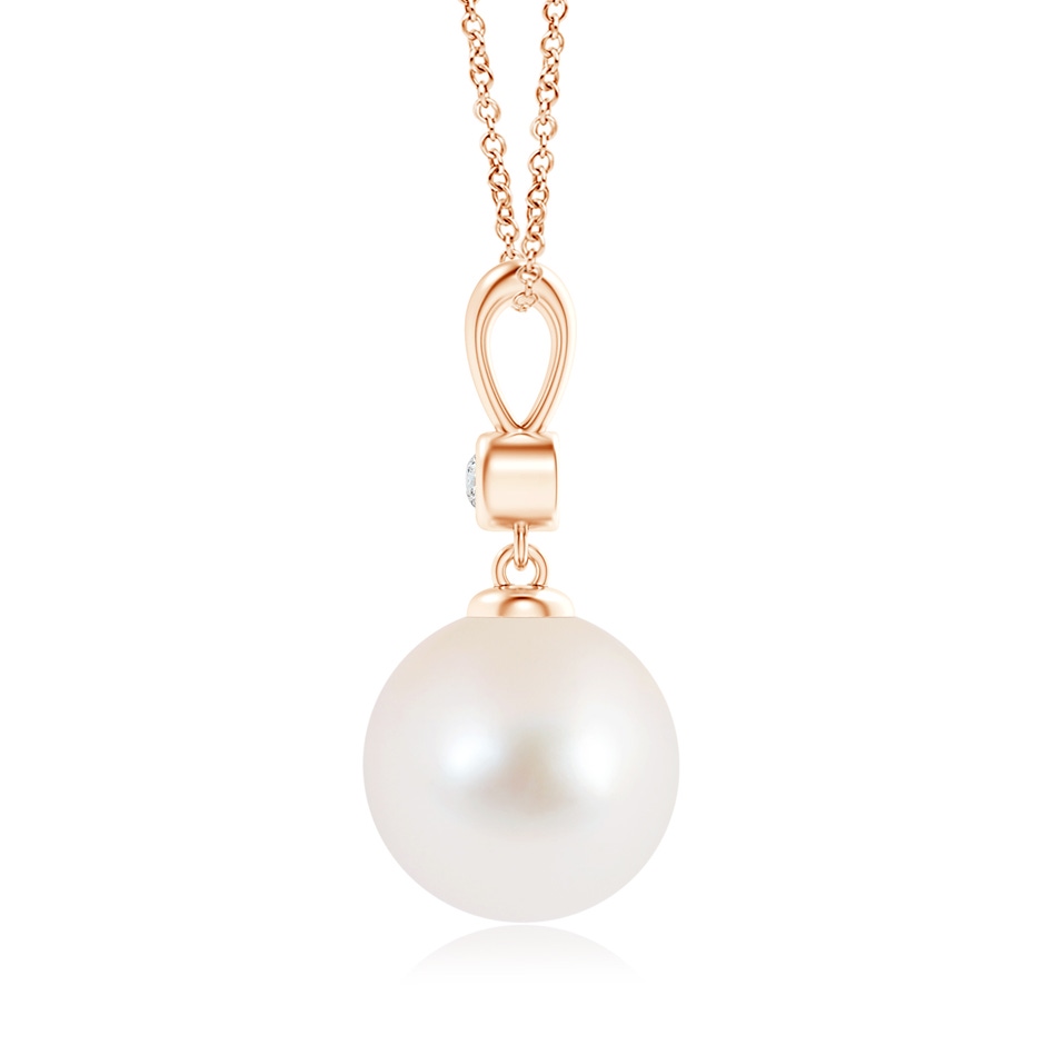 10mm AAA Classic Freshwater Pearl Drop Pendant with Diamond in Rose Gold product image