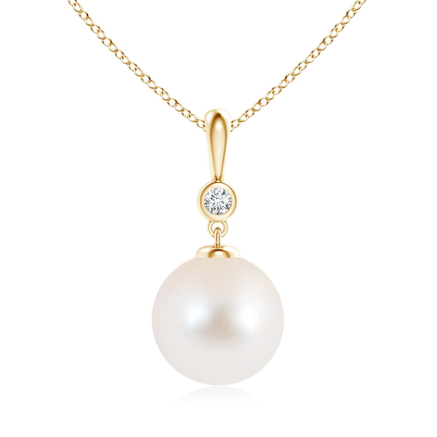 Freshwater Pearl Spiral Pendant with Diamonds | Angara