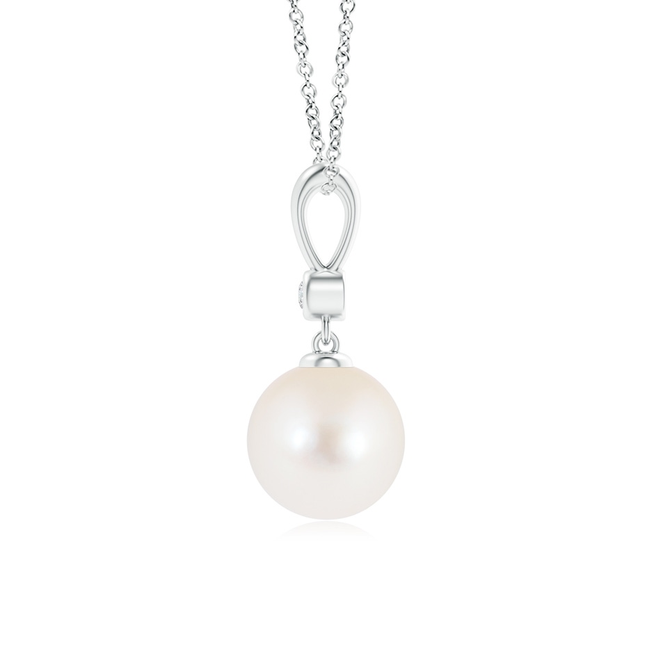 8mm AAA Classic Freshwater Pearl Drop Pendant with Diamond in White Gold product image