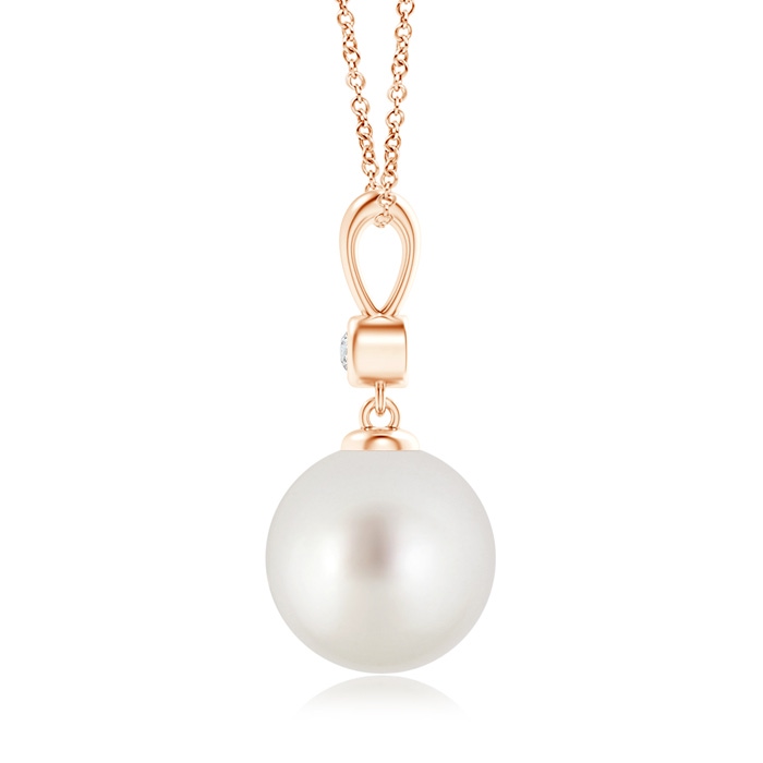 10mm AAA Classic South Sea Pearl Drop Pendant with Diamond in Rose Gold product image