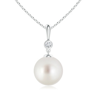 10mm AAA Classic South Sea Pearl Drop Pendant with Diamond in S999 Silver