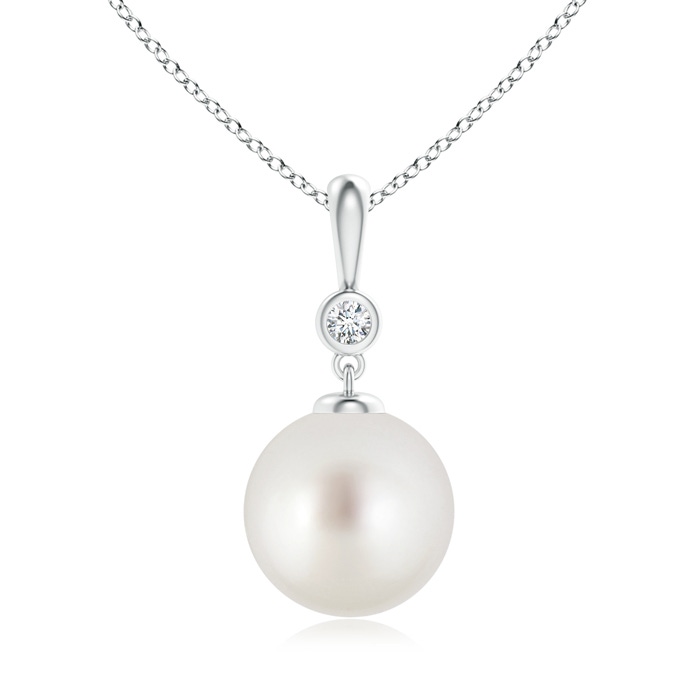 10mm AAA Classic South Sea Pearl Drop Pendant with Diamond in S999 Silver 