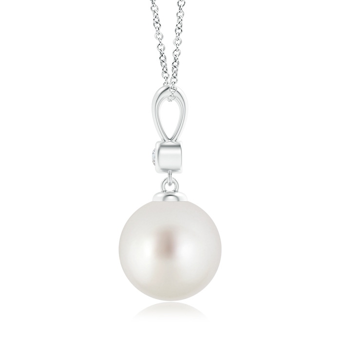 10mm AAA Classic South Sea Pearl Drop Pendant with Diamond in S999 Silver product image