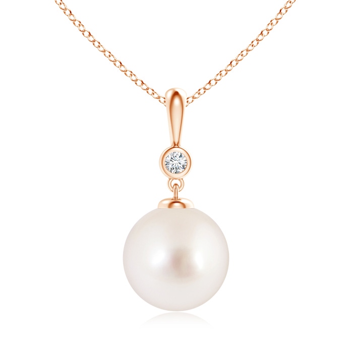 10mm AAAA Classic South Sea Pearl Drop Pendant with Diamond in Rose Gold