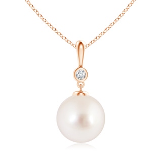 10mm AAAA Classic South Sea Pearl Drop Pendant with Diamond in Rose Gold