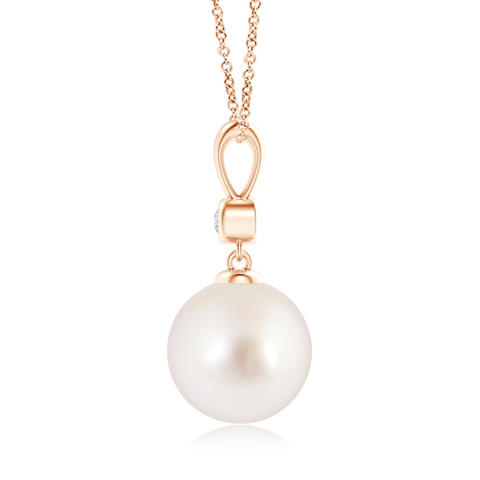 10mm AAAA Classic South Sea Pearl Drop Pendant with Diamond in Rose Gold product image