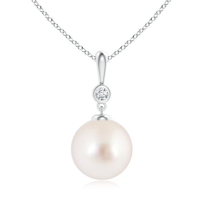 10mm AAAA Classic South Sea Pearl Drop Pendant with Diamond in S999 Silver 